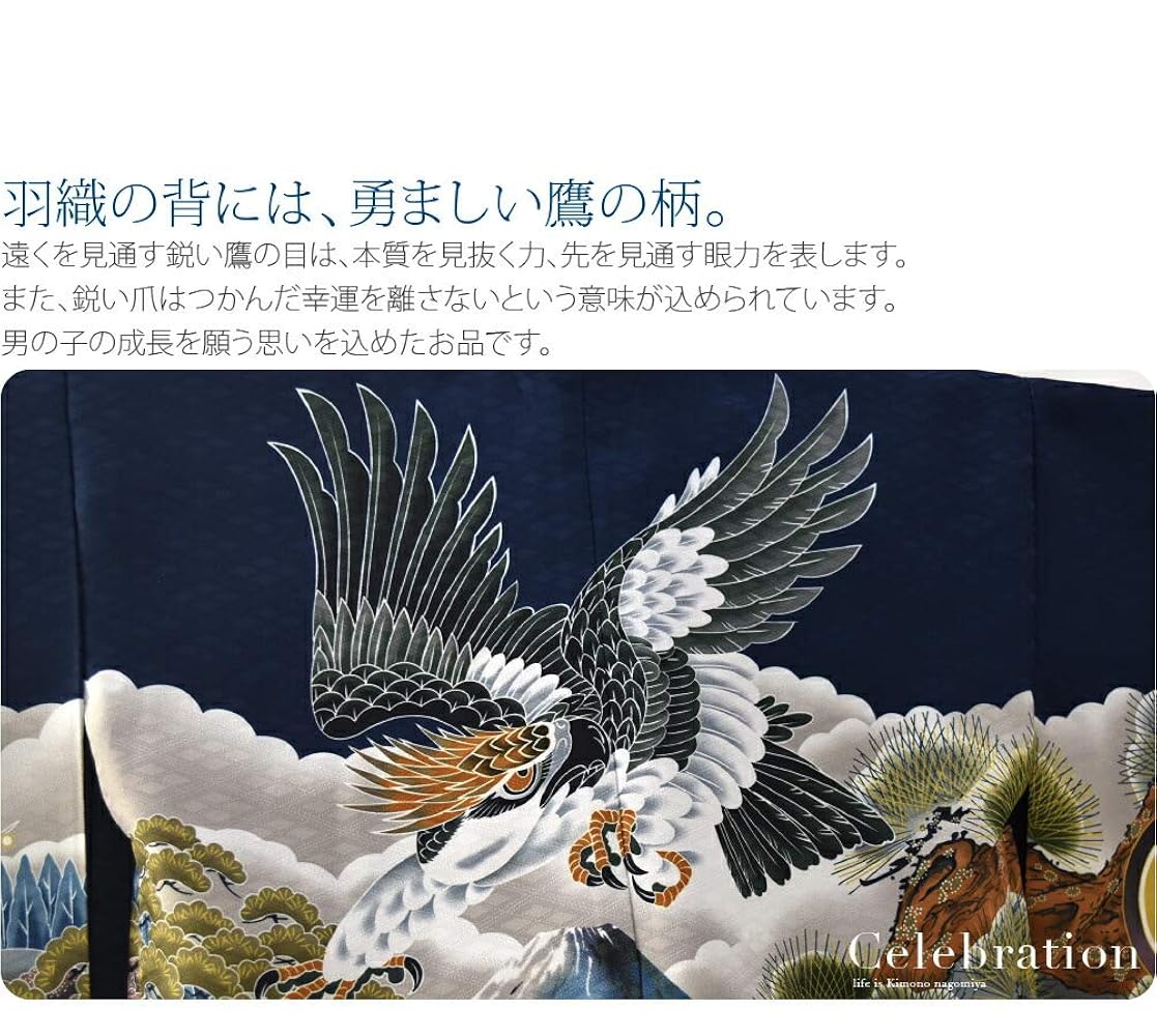袴 10点セット 男の子 七五三 3歳 5歳 記念 和装 少し大きめ 鷹 富士山 なごみや 七五三 着物 男の子 5歳 アンサンブル10点セット 鷹に